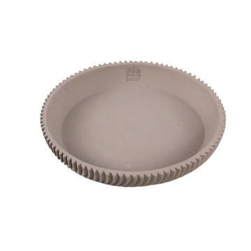 Dekoschale – Runde Form, Linienmuster Design, Beige Oberfläche, Zement Material, L – Lianna | PTMD