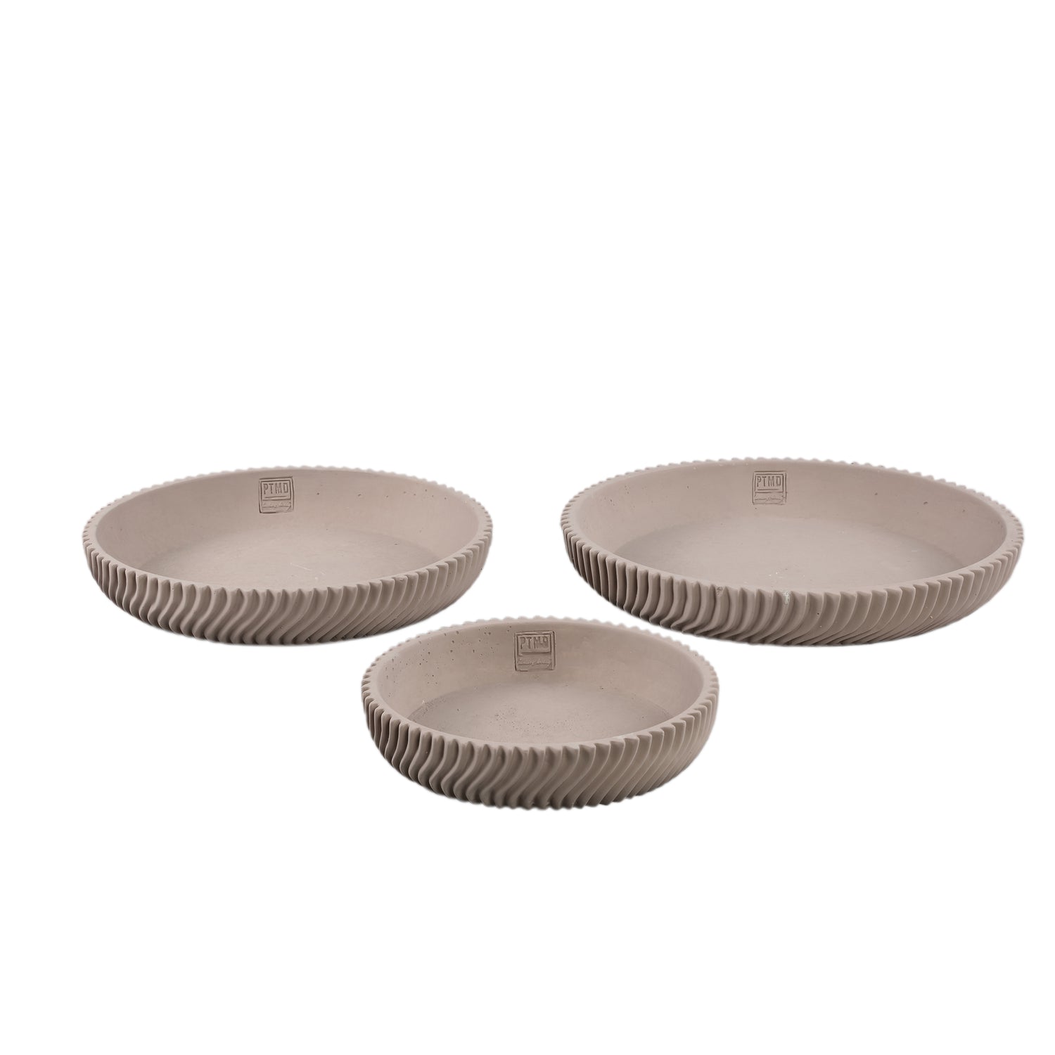 Decorative bowl – Round shape, Line pattern design, Beige surface, Cement material, M – Lianna | PTMD