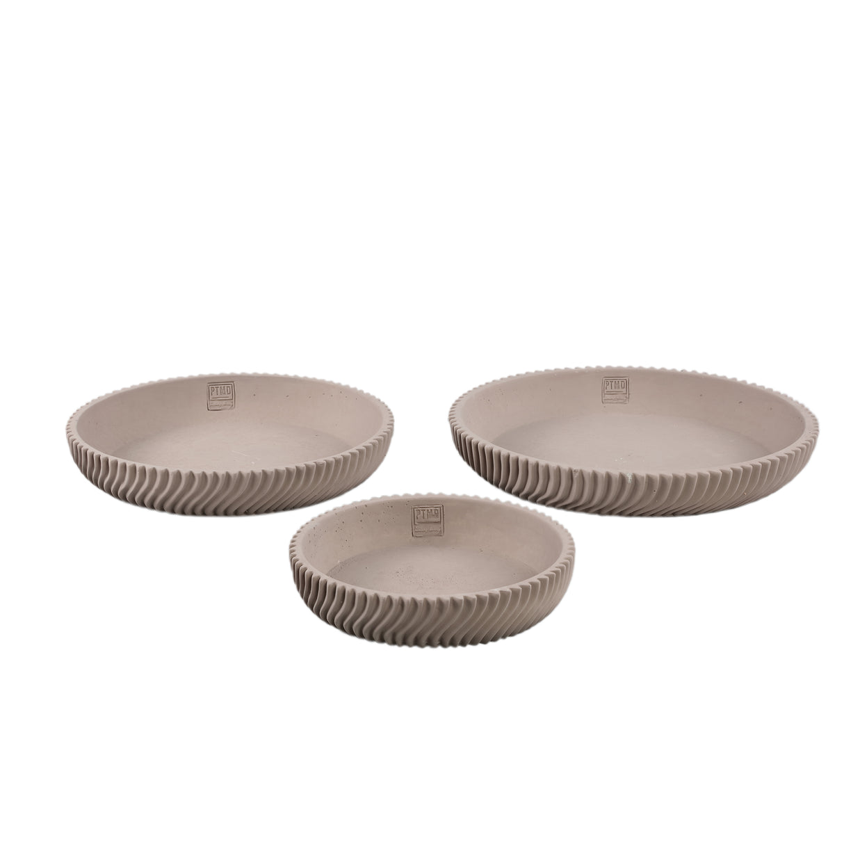 Decorative bowl – Round shape, Line pattern design, Beige surface, Cement material, M – Lianna | PTMD