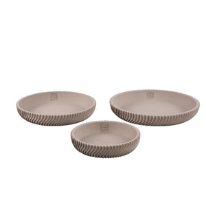 Decorative bowl – Round shape, Line pattern design, Beige surface, Cement material, M – Lianna | PTMD
