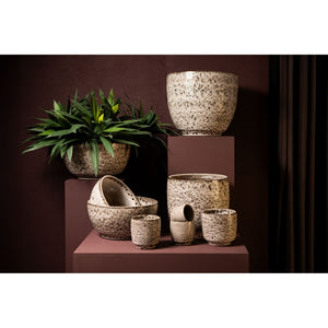 Pot – White Surface, Round Shape, Gray Pattern, Ceramic, XXS – Elana | PTMD