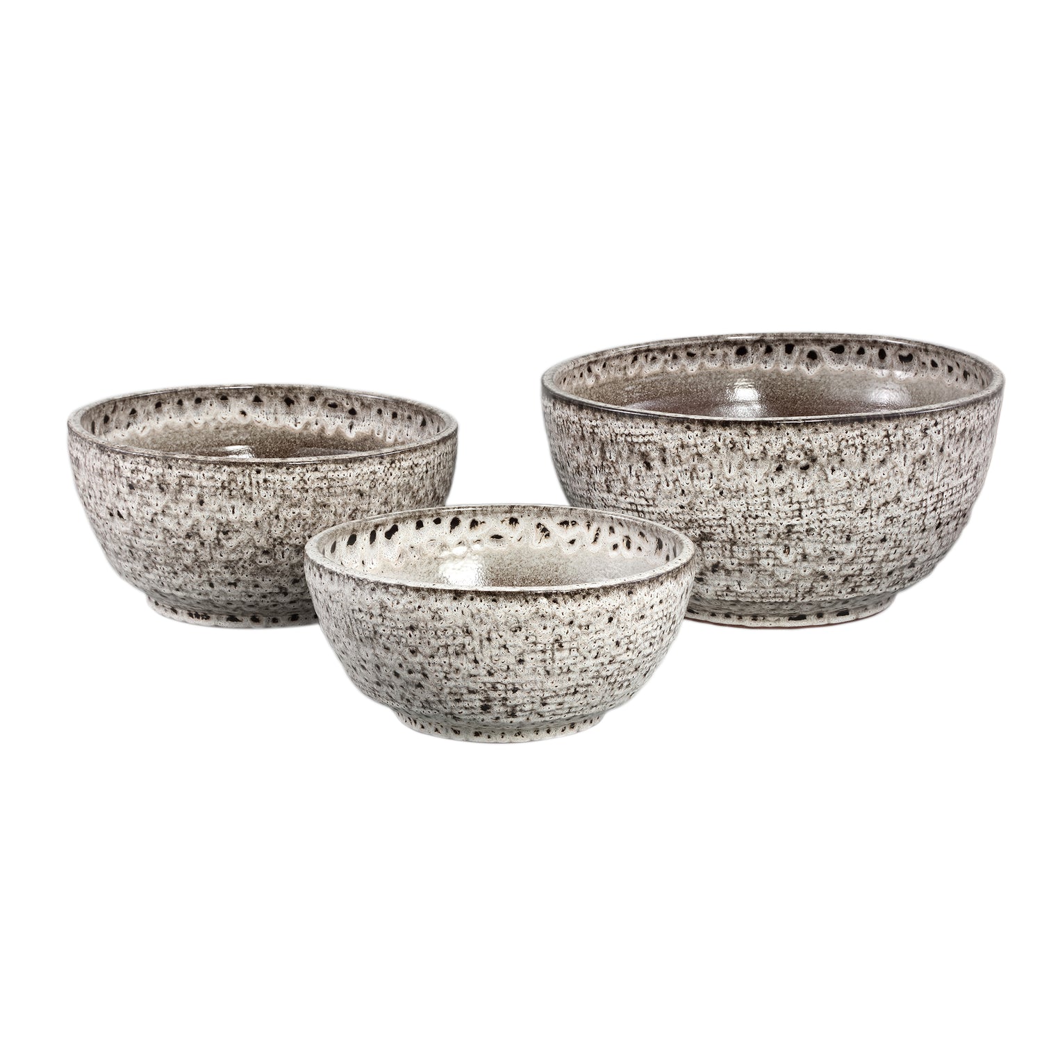 Bowl - White Surface, Round Shape, Gray Pattern, Ceramic, L - Elana | PTMD