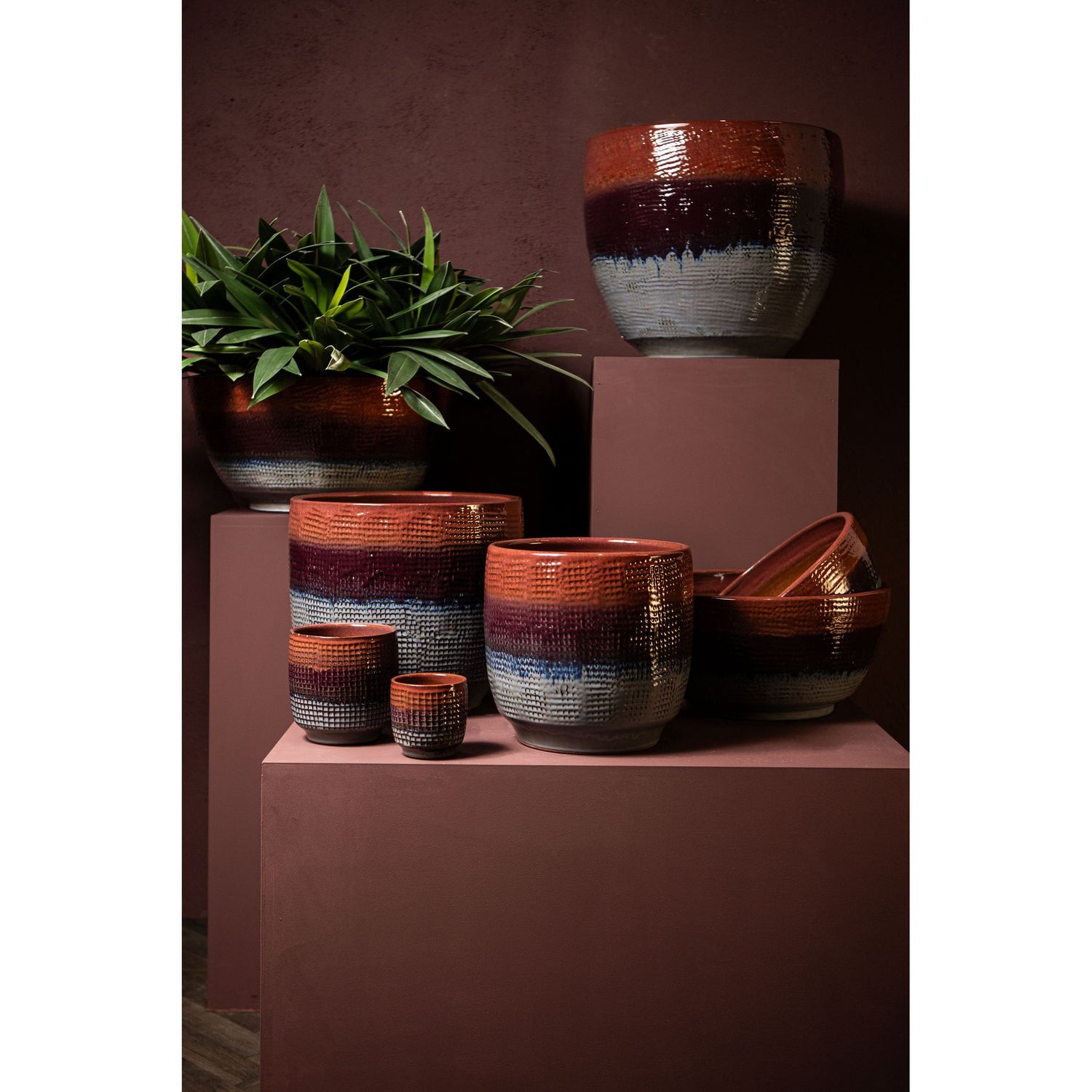Schale – Runde Form, Keramik, Muster Design, Lila, S – Elana | PTMD
