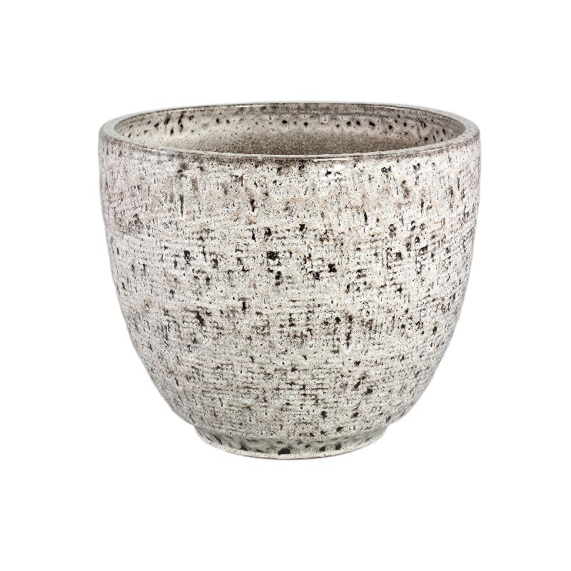 Pot – White Surface, Round Shape, Gray Pattern, Ceramic, XXL – Elana | PTMD