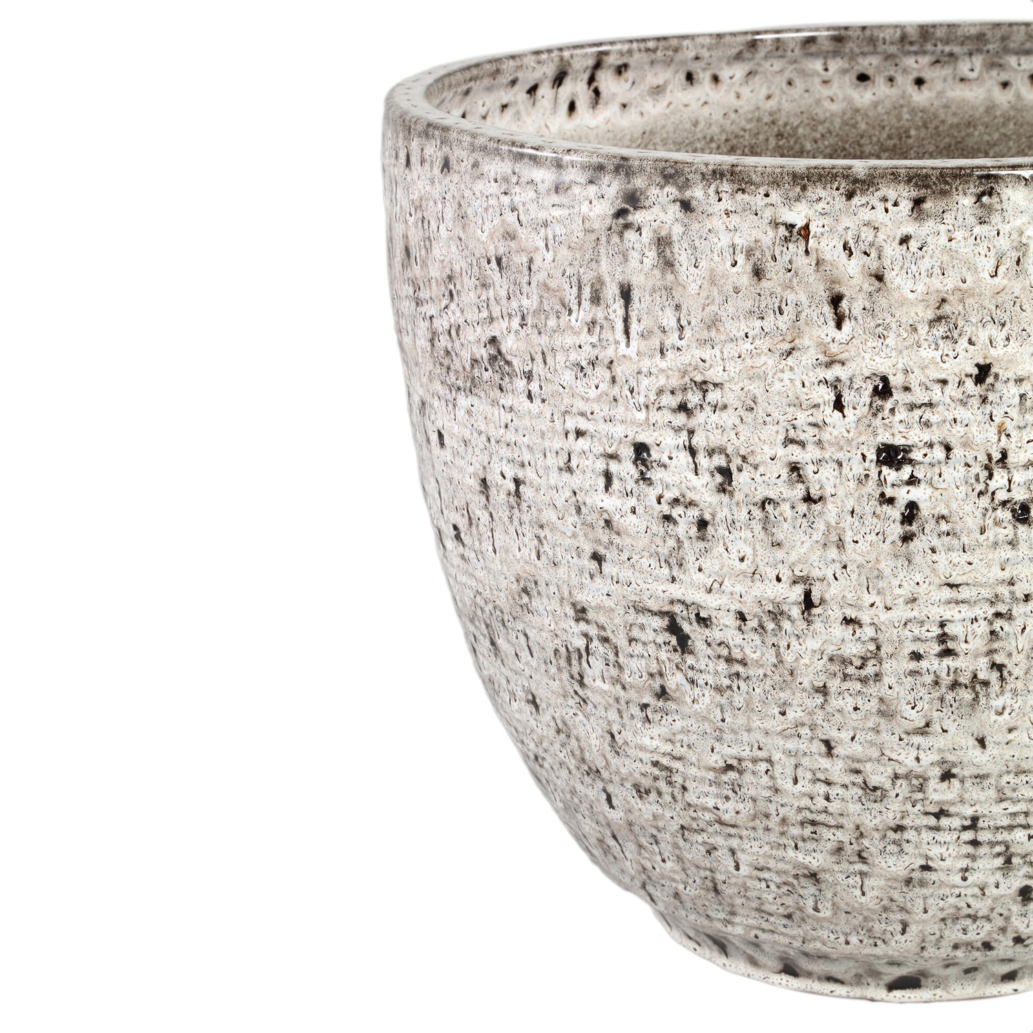 Pot – White Surface, Round Shape, Gray Pattern, Ceramic, XXS – Elana | PTMD