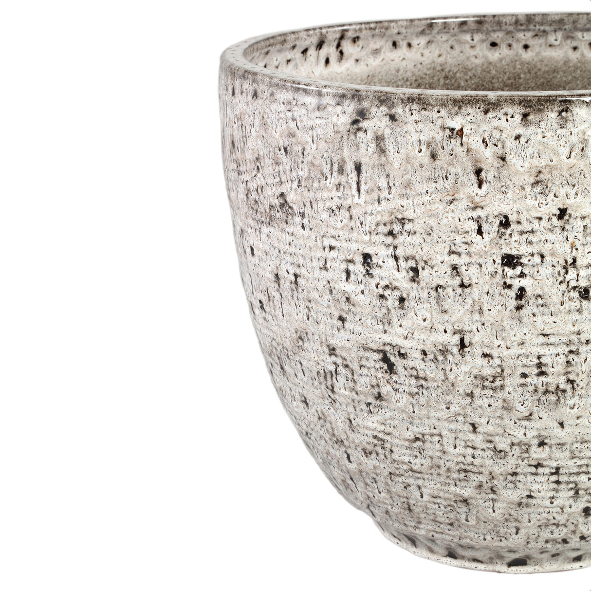 Pot – White Surface, Round Shape, Gray Pattern, Ceramic, XXS – Elana | PTMD