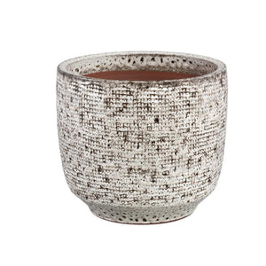 Pot - White Surface, Round Shape, Gray Pattern, Ceramic, XL - Elana | PTMD