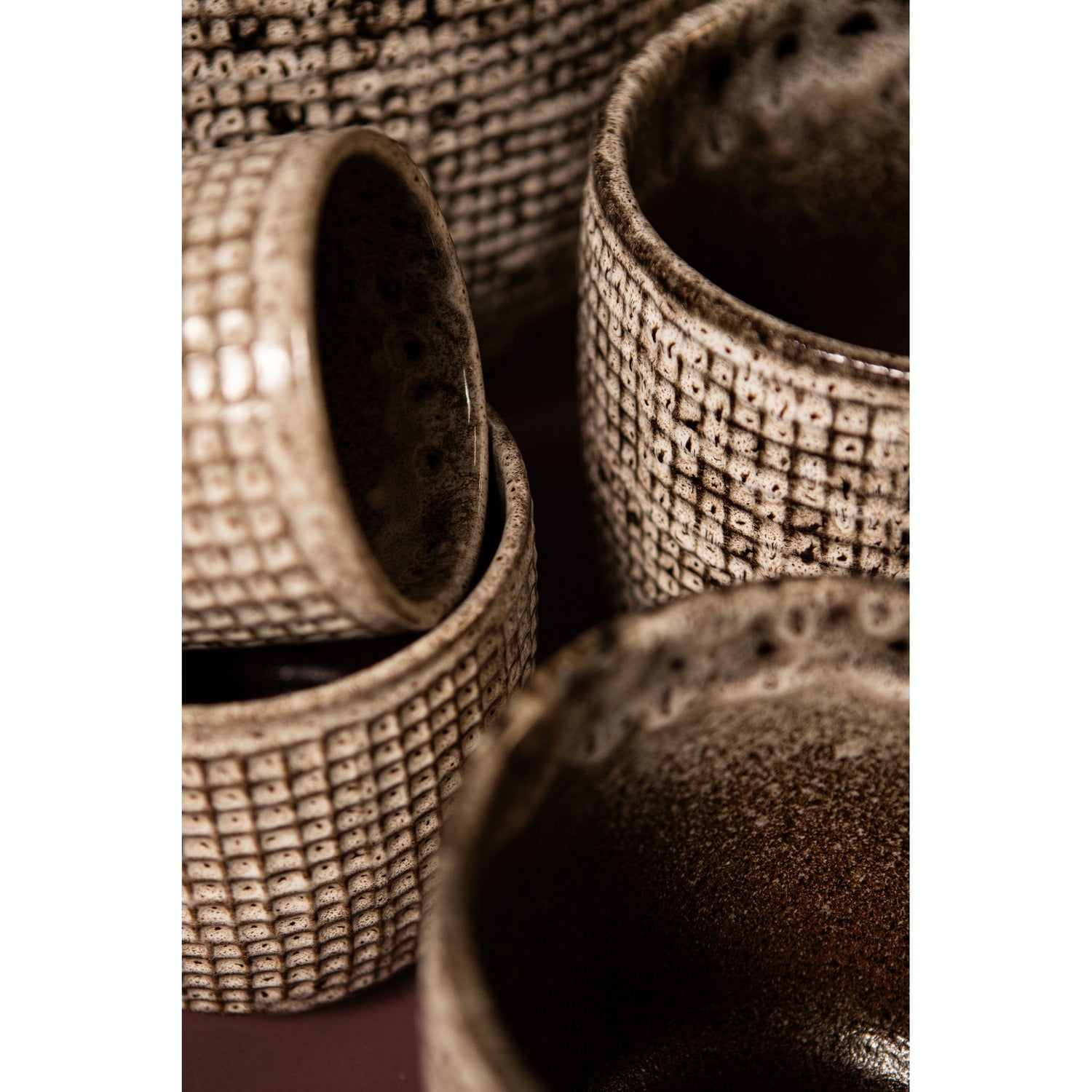 Pot – White Surface, Round Shape, Gray Pattern, Ceramic, XXS – Elana | PTMD