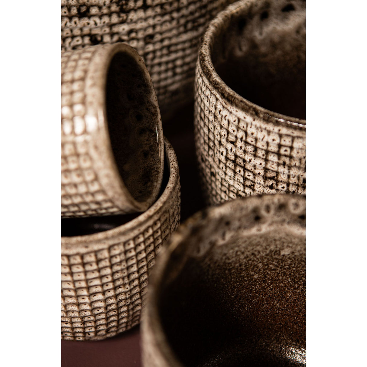 Pot – White Surface, Round Shape, Gray Pattern, Ceramic, XXS – Elana | PTMD
