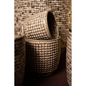 Pot – White Surface, Round Shape, Gray Pattern, Ceramic, XXS – Elana | PTMD