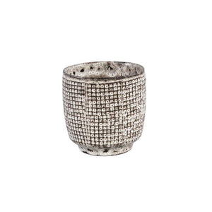Pot – White Surface, Round Shape, Grey Pattern, Ceramic, S – Elana | PTMD