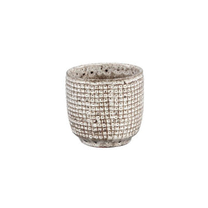 Pot – White Surface, Round Shape, Gray Pattern, Ceramic, XS – Elana | PTMD