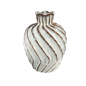 Vase – Weiße Farbe, Wirbel Linien Design, Keramik Material, L – Marel | PTMD