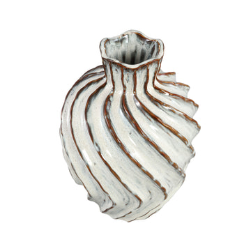 Vase – White, Swirl Line Design, Ceramic, S – Marel | PTMD