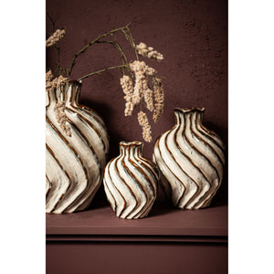 Vase – Weiße Farbe, Wirbel Linien Design, Keramik Material, M – Marel | PTMD