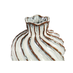 Vase – Weiße Farbe, Wirbel Linien Design, Keramik Material, M – Marel | PTMD