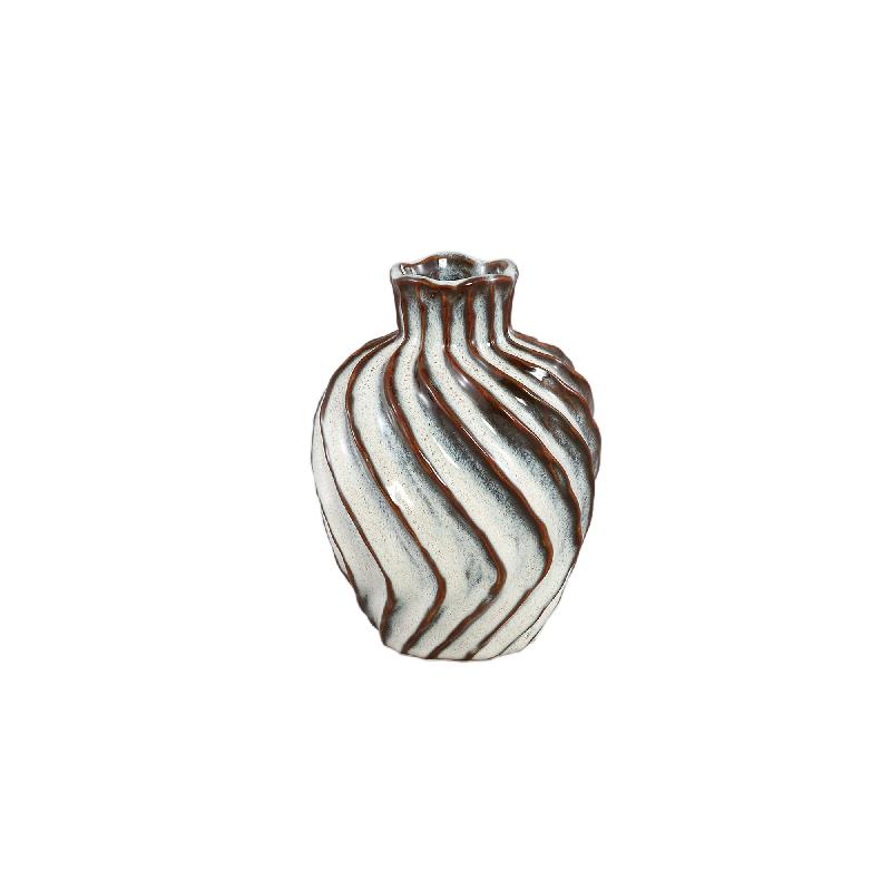 Vase – Weiße Farbe, Wirbel Linien Design, Keramik Material, S – Marel | PTMD