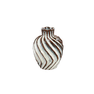Vase – Weiße Farbe, Wirbel Linien Design, Keramik Material, S – Marel | PTMD