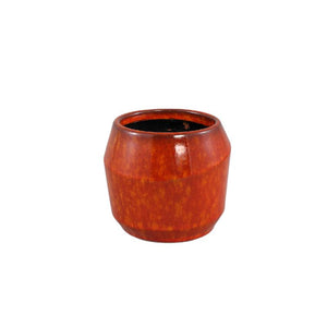 Pot – Glazed Surface, Round Shape, Orange Color, Ceramic Material, S – Portian | PTMD