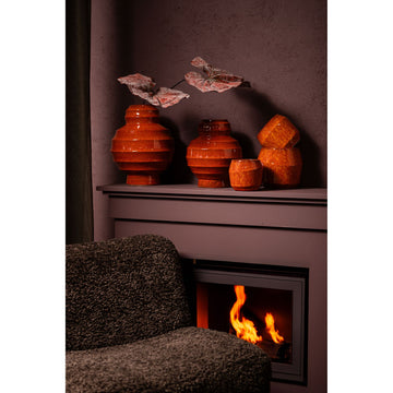 Topf – Keramik, Glasiertes Design, Orange, L – Portian | PTMD