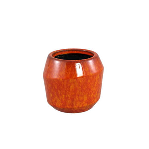Flower pot - Ceramic, Glazed Design, Orange, M - Portian | PTMD