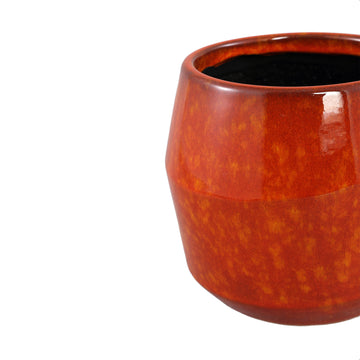 Topf – Keramik, Glasiertes Design, Orange, M – Portian | PTMD