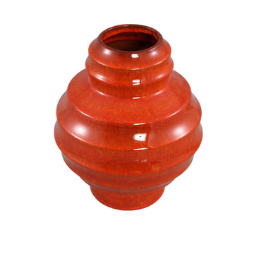 Vase – Layered Design, Glazed Finish, Orange Color, Ceramic Material, L – Portian | PTMD