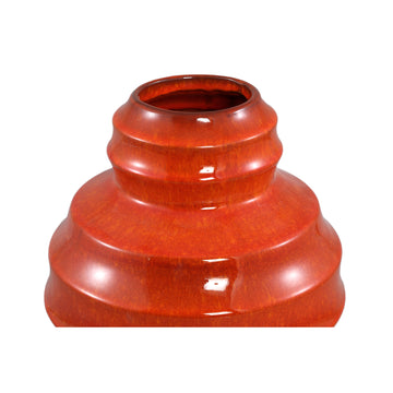 Vase – Layered Design, Glazed Surface, Orange Color, Ceramic Material, S – Portian | PTMD