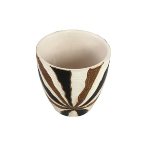 Flowerpot – Dark brown color, line design, ceramic material, M – Evelin | PTMD