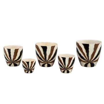 Flower Pot – Line Design, Ceramic Material, Brown Color, L – Evelin | PTMD