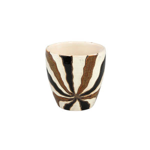Flowerpot – Dark brown color, line design, ceramic material, M – Evelin | PTMD