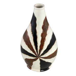 Vase – Ovale Form, Keramik Material, Linien Design, Braun, S – Evelin | PTMD