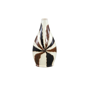 Vase – Ovale Form, Keramik Material, Linien Design, Braun, S – Evelin | PTMD