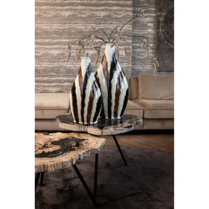 Vase – Ovale Form, Keramik Material, Linien Design, Braun, S – Evelin | PTMD