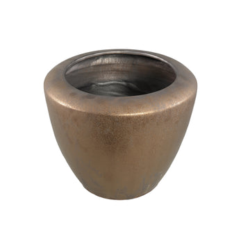 Flower Pot – Bronze Finish, Round Shape, Smooth Surface, Ceramic Material, XS – Kyleigh | PTMD