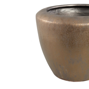 Flower pot – Bronze finish, Round shape, Smooth surface, Ceramic material, XL – Kyleigh | PTMD