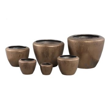 Flower pot – Bronze finish, Round shape, Smooth surface, Ceramic material, XL – Kyleigh | PTMD