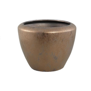 Flower Pot – Bronze Finish, Round Shape, Smooth Surface, Ceramic Material, L – Kyleigh | PTMD