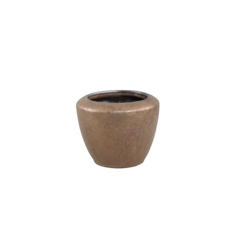 Flower pot – Bronze surface, Round shape, Smooth surface, Ceramic material, XXS – Kyleigh | PTMD