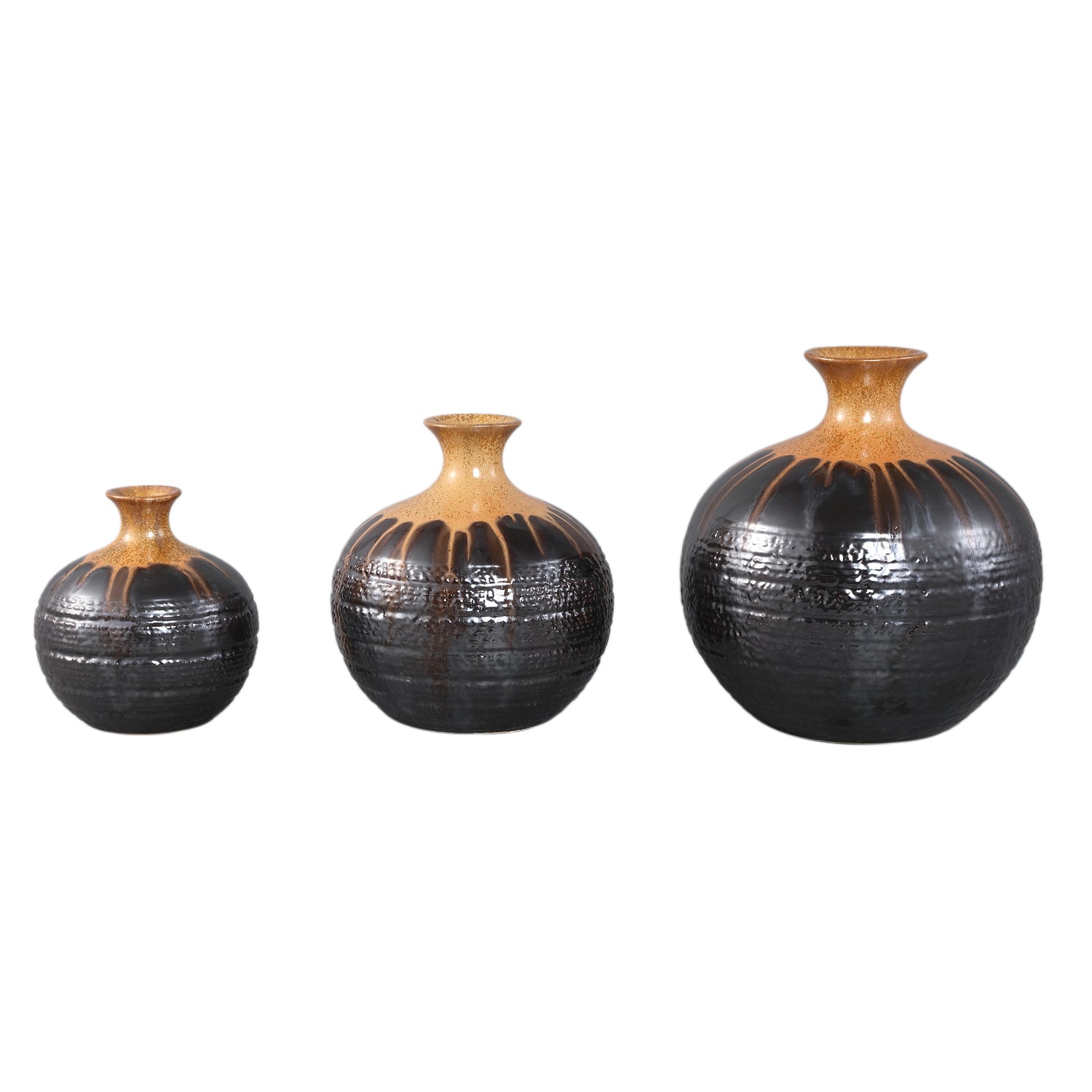 Vase – Gunmetal Farbe, Bäuchiges Design, Keramik Material, M – Darlan | PTMD