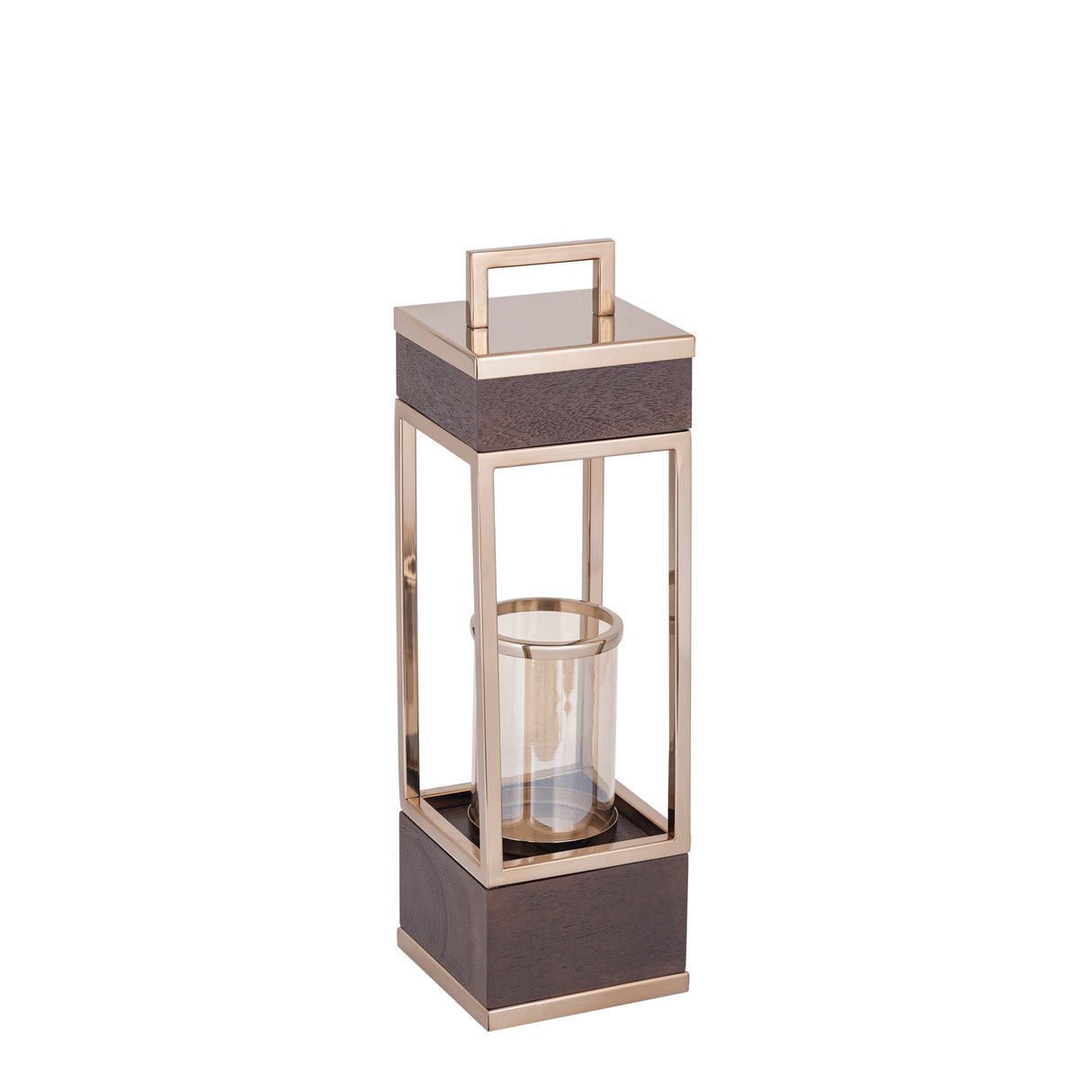 Lantern - Mango Wood Frame, Stainless Steel Structure, Bronze Gold Finish, S – Stanne | PTMD