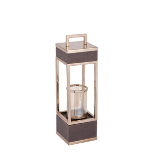 Lantern - Mango Wood Frame, Stainless Steel Structure, Bronze Gold Finish, S – Stanne | PTMD