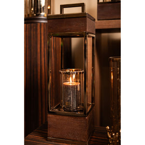 Lantern - Mango Wood Frame, Stainless Steel Structure, Bronze Gold Finish, S – Stanne | PTMD