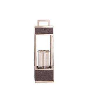 Lantern - Mango Wood Frame, Stainless Steel Structure, Bronze Gold Finish, S – Stanne | PTMD