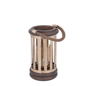 Lantern – Mango Wood Frame, Stainless Steel Structure, Bronze-Gold Finish, S – Sjorsh | PTMD