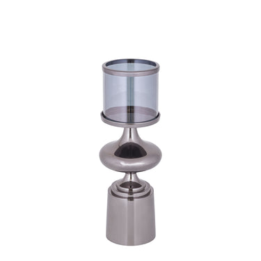 Windlicht – Aluminium Rahmen, Glas Zylinder, Schwarze Farbgebung, S – Uvira | PTMD