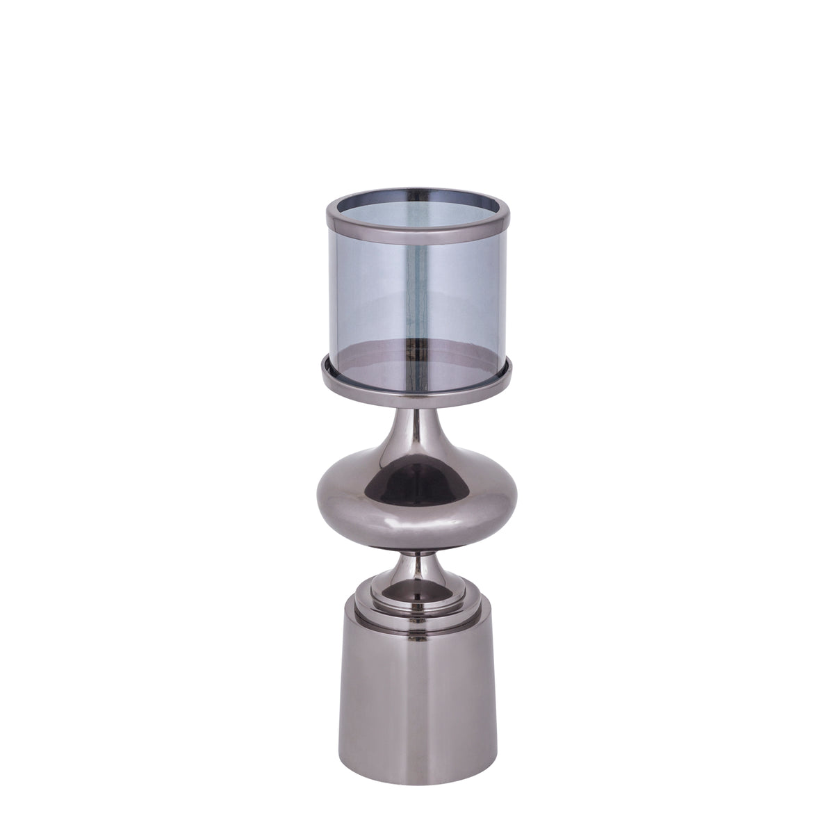 Windlicht – Aluminium Rahmen, Glas Zylinder, Schwarze Farbgebung, S – Uvira | PTMD