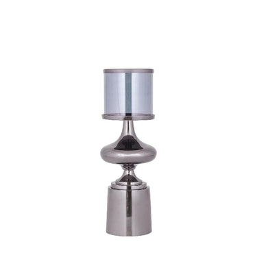 Hurricane Lamp - Aluminum Frame, Glass Cylinder, Black Finish, S - Uvira | PTMD