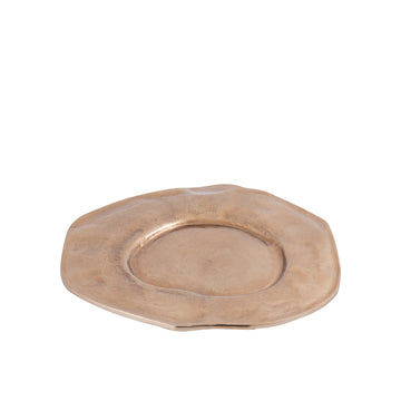 Plate - Aluminium, wavy, organic contour, coffee brown finish, handmade, S - Linke | PTMD
