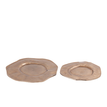 Plate - Aluminium, wavy, organic contour, coffee brown finish, handmade, S - Linke | PTMD